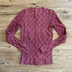 Only Hearts NYC Helena Stuart Floral Lace Long Sleeve Crewneck Top